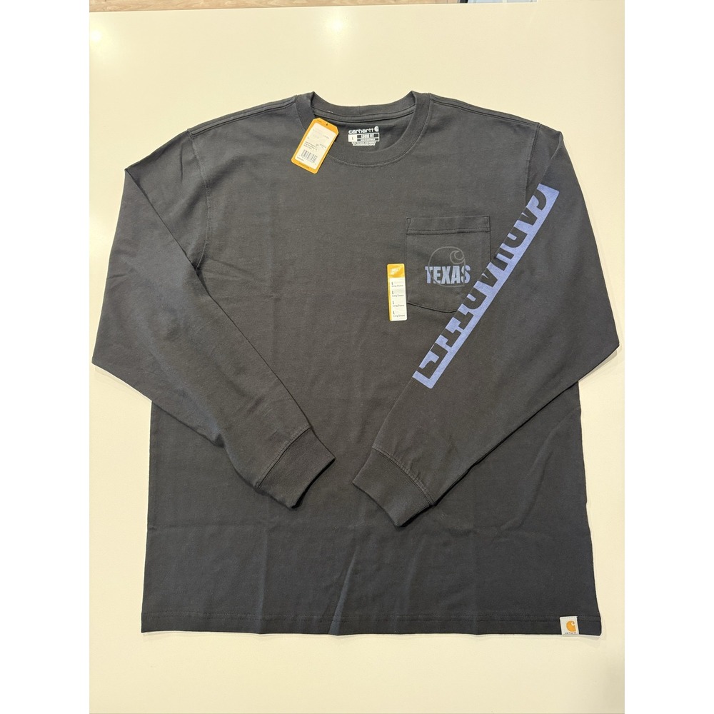 Carhartt Loose Fit Heavyweight Long-Sleeve Pocket Texas Graphic T-Shirt L Black